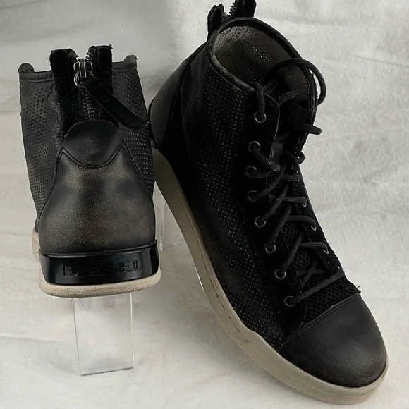 Diesel Black and Gray High-Top Sneakers - Picture 3 of 10